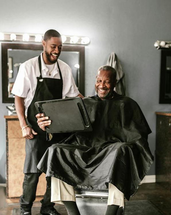 barber cutting hair