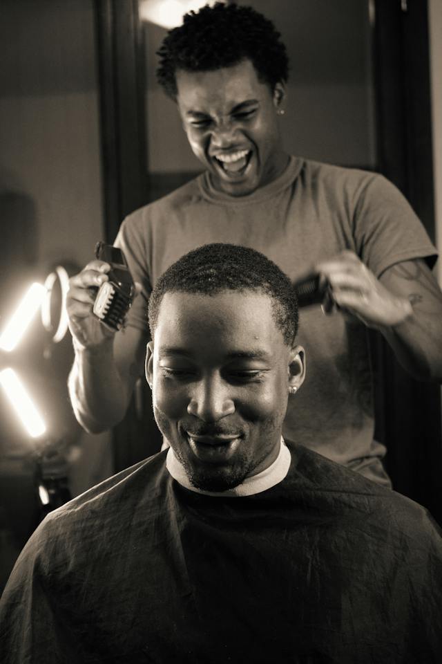 barber cutting hair